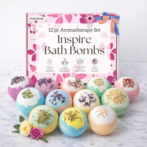 Miniatura 12 de EvolutionUSA Juego de 12 bombas de baño Bloom con juguetes, adorable set de bombas de baño para niñas, bombas de baño burbujeantes para niños, bola