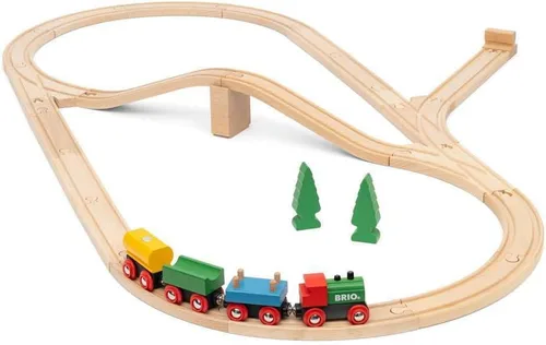 Miniatura 4 de BRIO Juego clásico de tren de madera del 65 aniversario – Juego de trenes de madera con certificación FSC de 32 piezas – Incluye trenes de madera