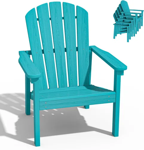 nevilywood Sillas Adirondack Compactas Apilables, 26.3" de Ancho Sillas de Patio Exterior de HDPE - Diseño Duradero que Ahorra Espacio para Porche,