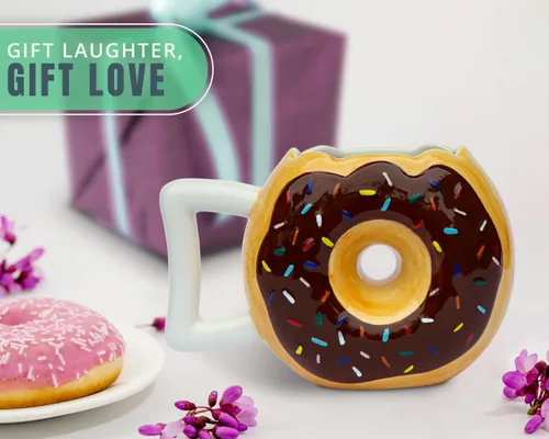 Miniatura 7 de Taza para café Comfify con bonito y divertido diseño de Dona, viene con frase en inglés «Mmmmm... Donuts», apta para microondas y lavavajillas
