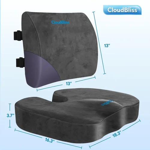 Miniatura 2 de CloudBliss Cojín de asiento, cojín para silla de oficina, cojín de asiento de automóvil, almohada de apoyo lumbar para silla de oficina, almohada