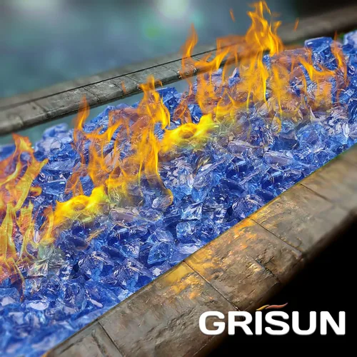 Miniatura 8 de GRISUN Vidrio de fuego azul océano Pacífico para hoguera, 10 libras 1/2 pulgada rocas de vidrio templado para chimenea natural o propano, seguro