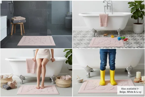 Miniatura 5 de Tapete de baño – Tapete de baño – Tapetes de ducha lavables – Toallas para el suelo del fregadero, tapetes de baño 100% algodón turco (1, gris)