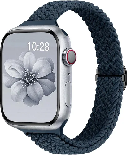 Miniatura 13 de Slim Braided Bands for Apple Watch Band 40mm 41mm 42mm 38mm 46mm 44mm 45mm 49mm Women,Stretchy Solo Loop Nylon Elastic Thin Narrow Skinny Strap for