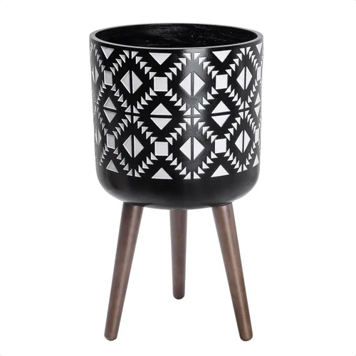 Miniatura 15 de D'vine Dev Maceta de 12 pulgadas con soporte, maceta alta de mediados de siglo con patas para plantas de interior, bronce/negro, 88-G-C-6