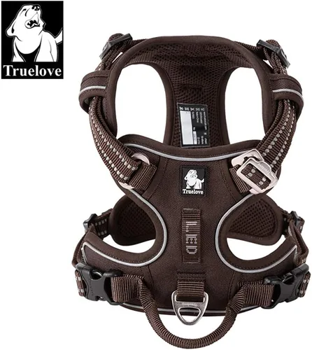 Miniatura 2 de TRUE LOVE Arnés para perro sin tirones de nylon reflectante para mascotas ajustable, control cómodo, colores brillantes Truelove TLH56512 Marrón
