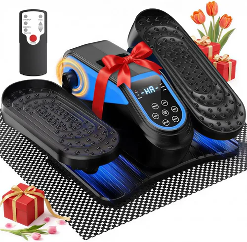 VIVURN® 023 Mini ejercitador elíptico eléctrico de piernas para personas mayores, 12 velocidades, monitor remoto RF, tapete antideslizante,