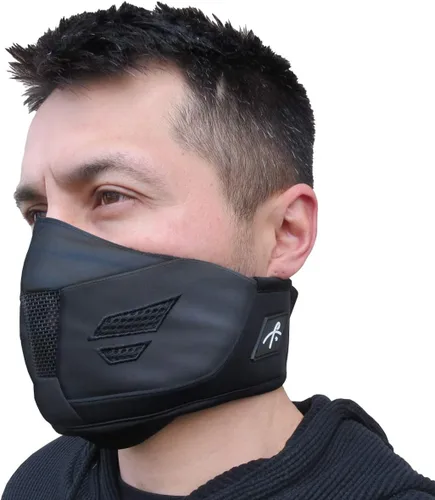 Máscara de neopreno de media cara de Grace Folly para invierno - para esquí, snowboard, motocicleta, con rejillas de ventilación (negra)