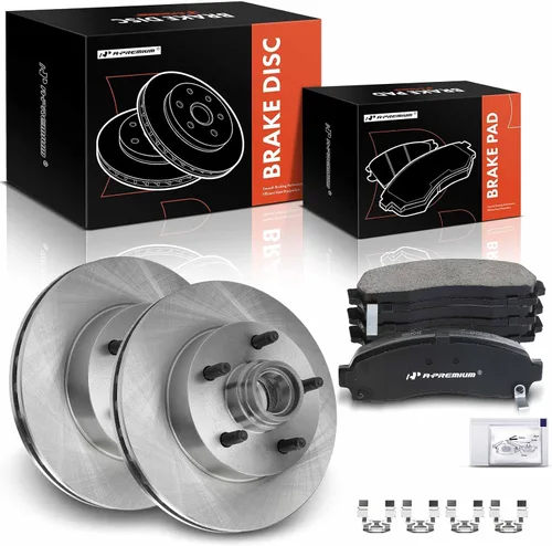 A-Premium Juego de rotores de freno de disco ventilados delanteros de 10.28 pulgadas + pastillas de cerámica compatibles con modelos seleccionados