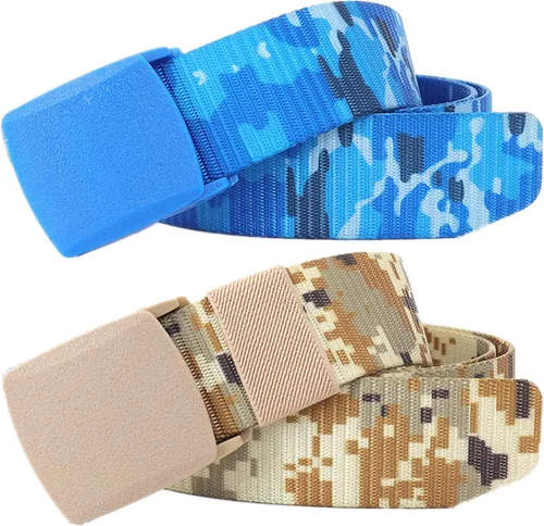 Miniatura 6 de Cinturones para hombre, cinturón táctico militar de nailon camuflaje con hebilla de plástico ajustable, paquete de 2 Camuflaje de la selva