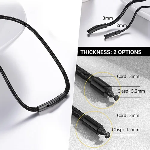 Miniatura 17 de PROSTEEL Collar de cuero impermeable para hombre, 0.079 in/0.118 in, 16 a 30 pulgadas, con cierre de acero inoxidable, cadena de bricolaje