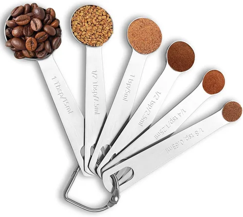 Juego de cucharas medidoras de metal, esenciales para hornear, accesorios de cocina de acero inoxidable de alta calidad con medidas precisas para