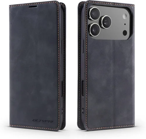 Miniatura 58 de QLTYPRI Funda para iPhone Air, Funda de piel sintética premium TPU parachoques con tarjetero Kickstand adsorción magnética oculta a prueba de golpes