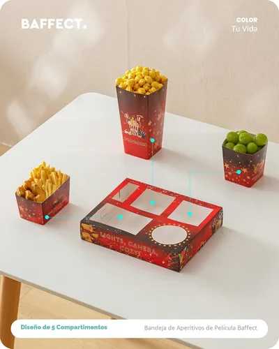 Miniatura 3 de Baffect Bandejas de aperitivos de noche de película 100 piezas Incluyen 20 bandejas de noche de película, 20 cajas de palomitas de maíz, 20