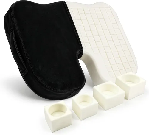 Cushy Tushy Cojín de asiento premium con agujeros móviles, espuma personalizable, alivio para el dolor de espalda baja, ciático y coxis, perfecto