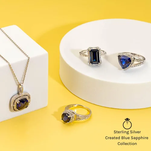Miniatura 4 de Peora 925 Sterling Silver Three-Stone Past, Present and Future Anniversary Ring, Various Gemstones, Sizes 5 to 9