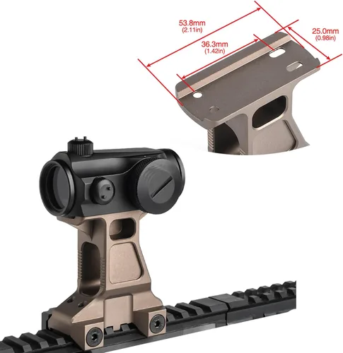 Miniatura 2 de Soporte elevador de punto rojo de 2.91 pulgadas, soporte táctico Picatinny para mira óptica T1 T2, apto para riel Picatinny de 0.787 in