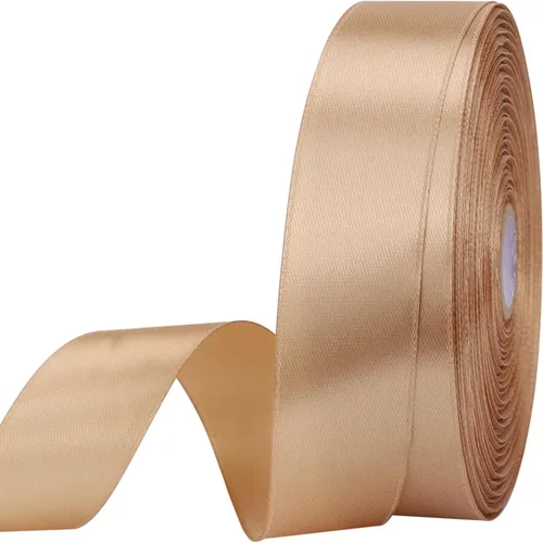 Miniatura 47 de Cinta de satén dorada de 1 pulgada de 50 yardas para envolver regalos, bodas, manualidades, Navidad, Pascua, flores, cabello, decoraciones de Dorado