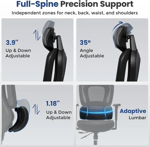 Miniatura 4 de EUREKA ERGONOMIC Typhon - Silla ergonómica de oficina, sillas de escritorio de oficina en casa, sillas de juegos para adultos, silla de oficina