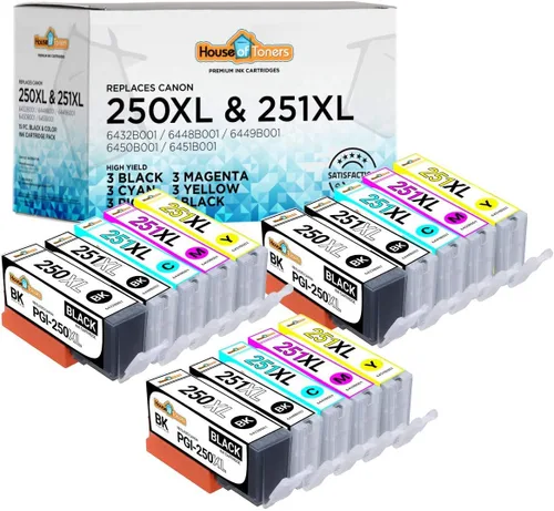 Houseoftoners Cartucho de tinta remanufacturado para Canon PGI-250 y 251XL de alto rendimiento de repuesto para Canon 250 y 251XL Pixma MP530,
