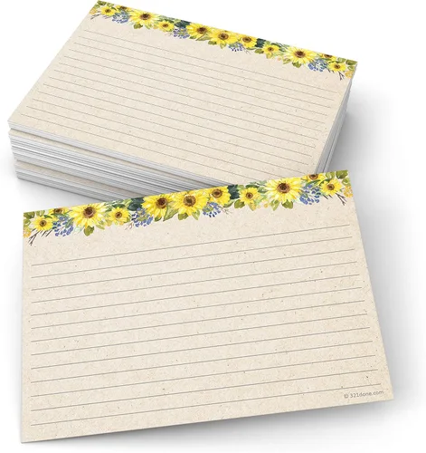 Miniatura 9 de 321Done Tarjetas de índice de girasol floral, (50) tarjetas de papel kraft de 4 x 6 pulgadas, en blanco, sin líneas, para estudiar, aprender