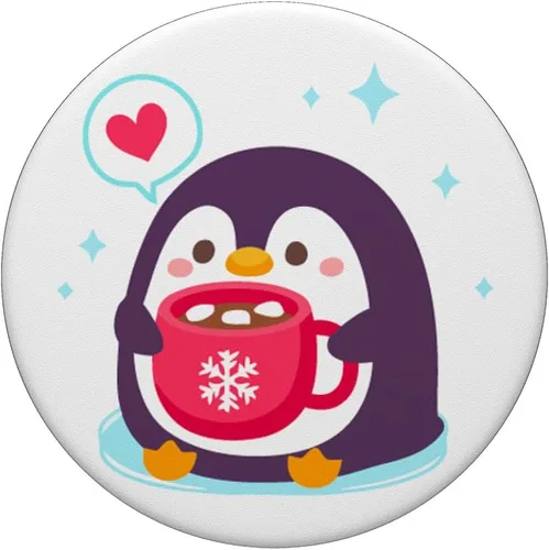 Miniatura 3 de Little Cute Chubby Penguin Love Coffee - PopSockets Grip and Stand for Phones and Tablets