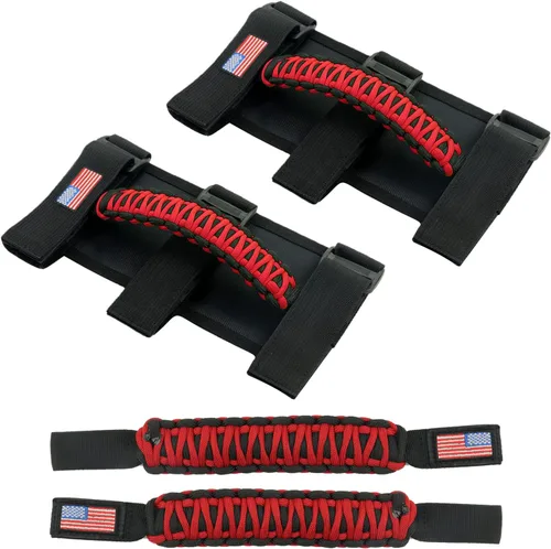 Miniatura 8 de Asas de agarre de barra antivuelco + mango de agarre para reposacabezas compatible con Jeep Wrangler JLU JK JKU TJ YJ TJ JT JL Sport Sahara Freedom