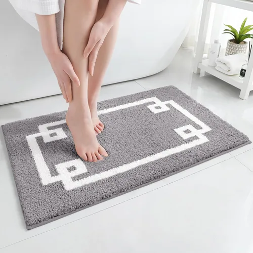 Miniatura 8 de HOMEIDEAS Alfombra de baño, suave y absorbente de agua, alfombra de microfibra de felpa esponjosa antideslizante para bañera y ducha