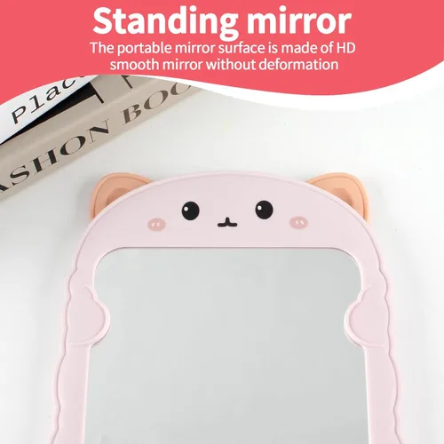 Miniatura 7 de TBWHL Bonito espejo de escritorio de dibujos animados con gato para escritorio, espejo de escritorio con soporte para niñas, niños, espejo colgante