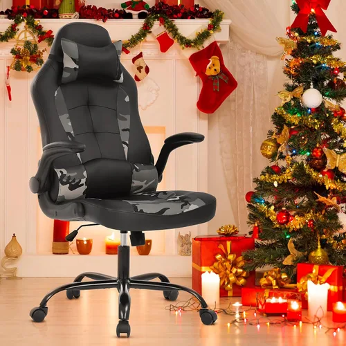 Miniatura 11 de Silla de juegos, silla de oficina con respaldo alto, silla de escritorio ergonómica de carreras de PC con reposacabezas soporte lumbar y brazos