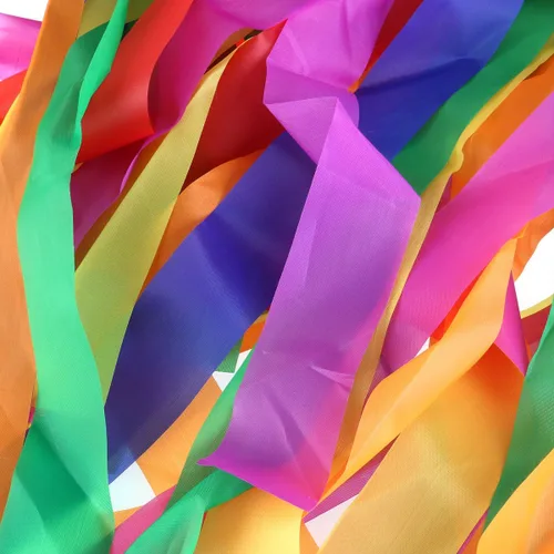 Miniatura 6 de Cintas de baile arcoíris, 12 cintas de ritmo para niños y adultos, brillantes y multicolor