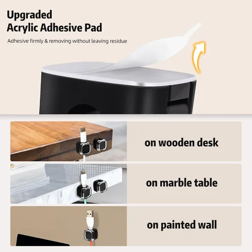 Miniatura 4 de Clips magnéticos para cables, paquete de 6 soportes adhesivos para cables, organizador de cables de carga USB, soporte de almacenamiento
