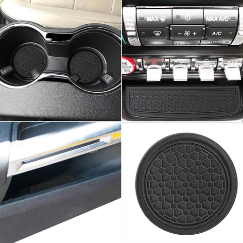 Miniatura 2 de Auprite Alfombrillas Antideslizantes para Accesorios de Mustang 2015-2023, Se Ajustan Perfectamente Alfombrillas para Portavasos Alfombrillas