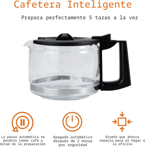 Miniatura 3 de Amazon Basics Cafetera de goteo de 5 tazas, cafetera con jarra de café de vidrio (0.8 Qt), apagado automático, pausa automática, cesta de filtro