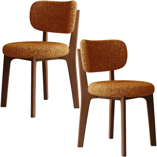 Miniatura 48 de YVYKFZD Solid Wood Dining Chairs, Fabric Dining Room Chair Set of 2/4/6, Upholstered Kitchen Chairs with Curved Backrest, Armless Living Room Chair