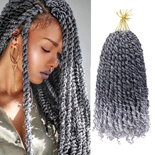 Miniatura 11 de 8 paquetes de extensiones de cabello sintético pretrenzado y prerrizado de ganchillo de 14 pulgadas, con rizos de pasión, para mujeres negras
