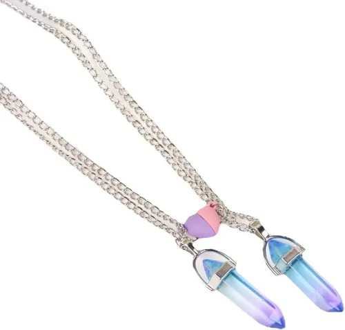 Miniatura 29 de Collar magnético de corazón dividido a juego para parejas, colgante de atracción mutua de cristal, regalo de joyería de amistad para mejores amigos