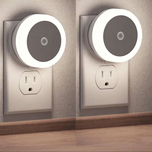 Luces nocturnas enchufables, paquete de 2, luz nocturna LED con sensor para niños, bebé, baño, escalera, pasillo, color blanco frío