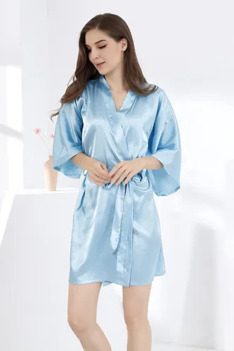 Miniatura 3 de MORFORU Bata de dama de honor transparente para mujer, talla única, para bodas, fiestas, prepararse, corta