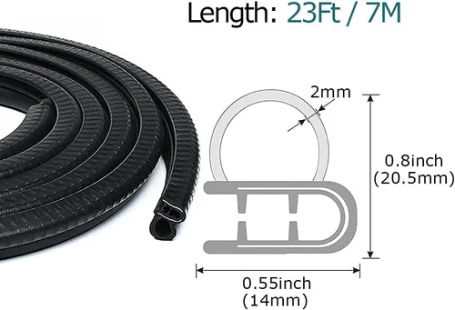 Miniatura 2 de Tira de sellado de puerta de automóvil con bombilla lateral de 10 pies, goma EPDM para automóvil, protector de borde de ajuste universal
