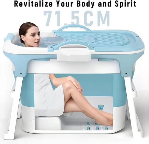 Miniatura 3 de Bañera plegable para adultos – Bañera portátil con cubierta térmica, aislamiento grueso y diseño plegable para espacios pequeños, uso en interiores