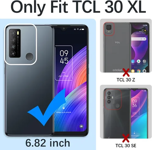 Miniatura 2 de Funda para teléfono TCL 30 XL, 30XL T701DL para mujer, con purpurina, suave, elegante, TPU transparente, de lujo, linda funda protectora con correa