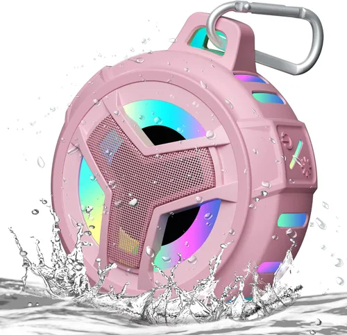 EBODA Altavoz Bluetooth para Ducha, IP67 Impermeable Portátil Inalámbrico Altavoces Pequeños, Flotante, 24H Tiempo de Reproducción para Hogar, Rosa