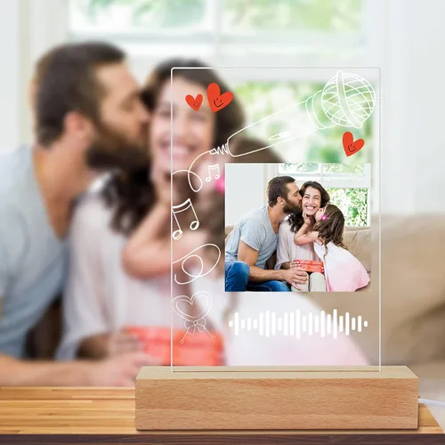Miniatura 9 de Placa de arte musical personalizada con luz nocturna escaneable, cubierta de álbum de fotos, lámpara LED, regalo personalizado para el día