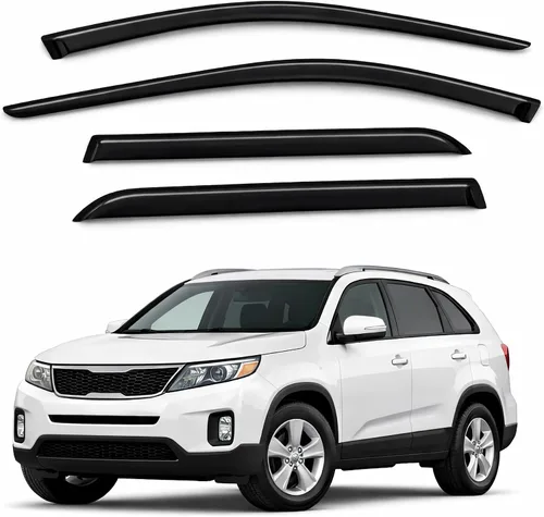 Protectores de lluvia para ventana de automóvil compatibles con Kia Sorento 2011-2015 | Tape-On | Protectores de lluvia Deflectores de ventana |