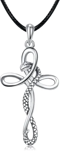 TANGPOET - Collar de serpiente de plata de ley con colgante de Ankhmal de ojo joyería de protección regalo de Navidad para mujeres y hombres y ella