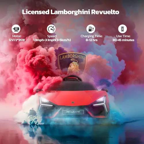 Miniatura 2 de ELEMARA Coches eléctricos Lamborghini para niños con puertas de tijera, coche de batería con control remoto para niños, coche de paseo de 12 V