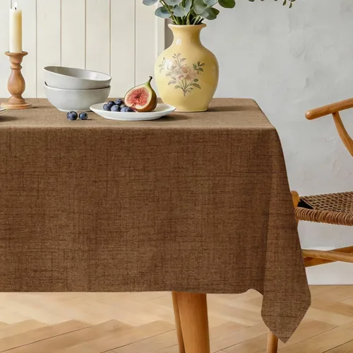Miniatura 24 de Mantel rectangular texturizado natural 100% poliéster, mantel ligero slubby de 60 x 84 pulgadas, mantel de arpillera resistente al agua y a