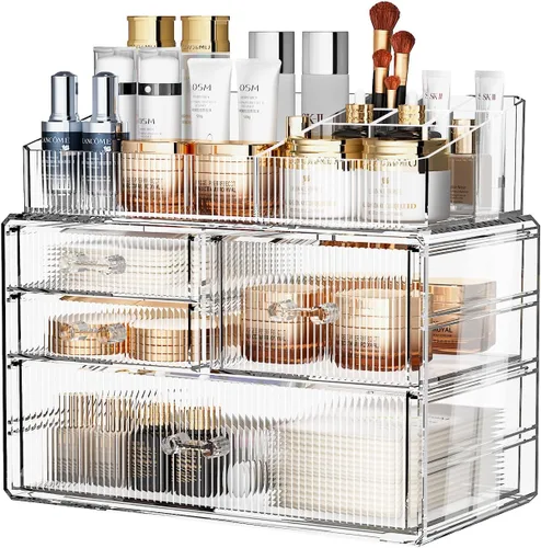 Miniatura 15 de ZHIAI Organizador Cosmético Apilable, Organizador Cosmético de Acrílico para Cómoda, Tocador, Gabinete de Cocina, Baño, Debajo del Fregadero