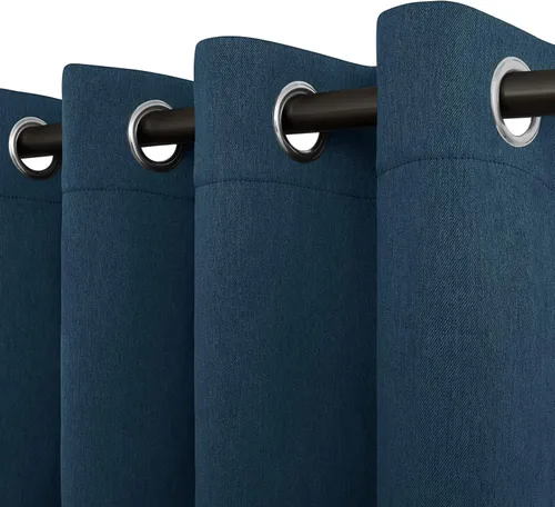 Miniatura 24 de Easy-Going - Cortinas opacas con aspecto de lino para oscurecer la habitación, con ojales para ventana, cortinas para dormitorio, sala de estar
